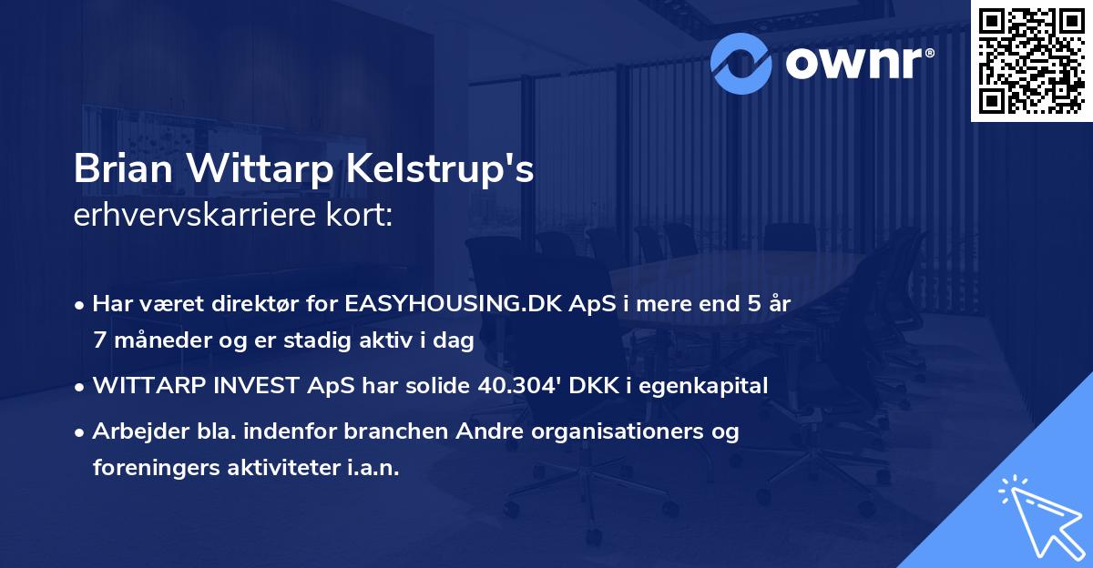 Brian Wittarp Kelstrup's erhvervskarriere kort
