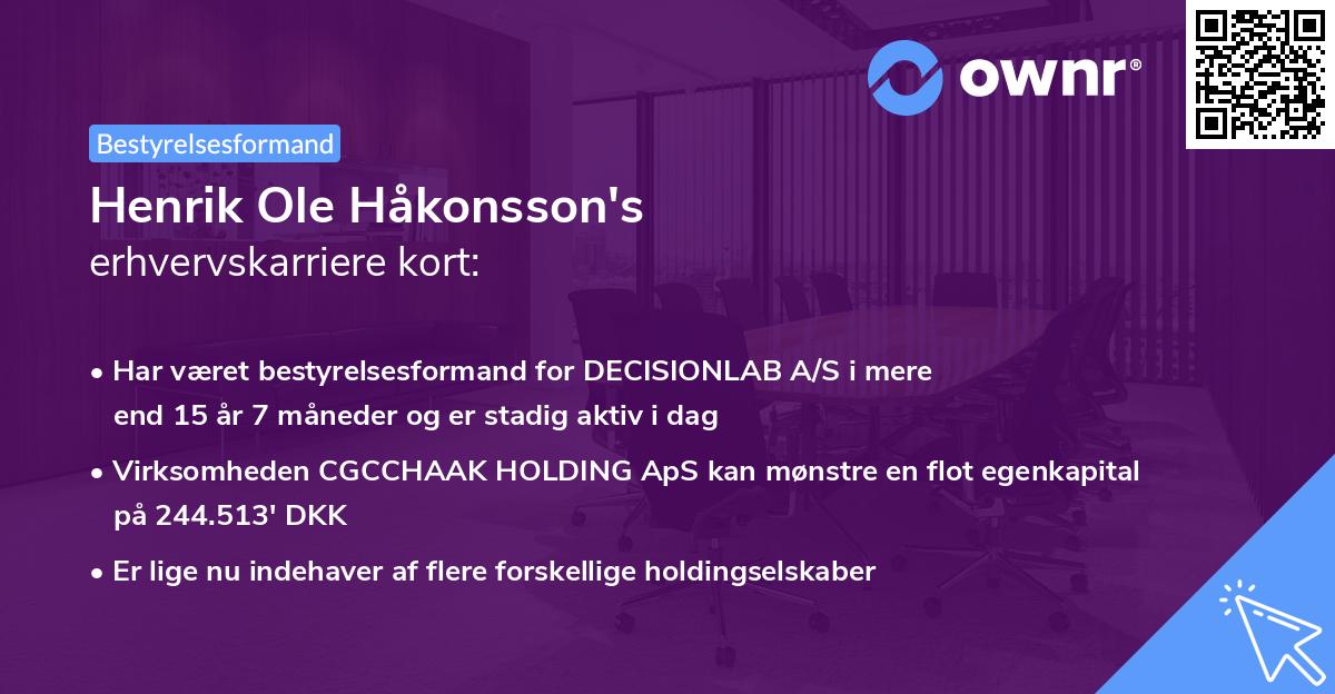 Henrik Ole Håkonsson's erhvervskarriere kort