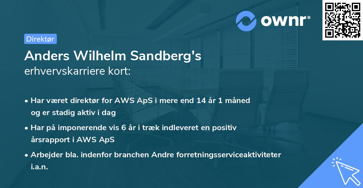 Anders Wilhelm Sandberg's erhvervskarriere kort