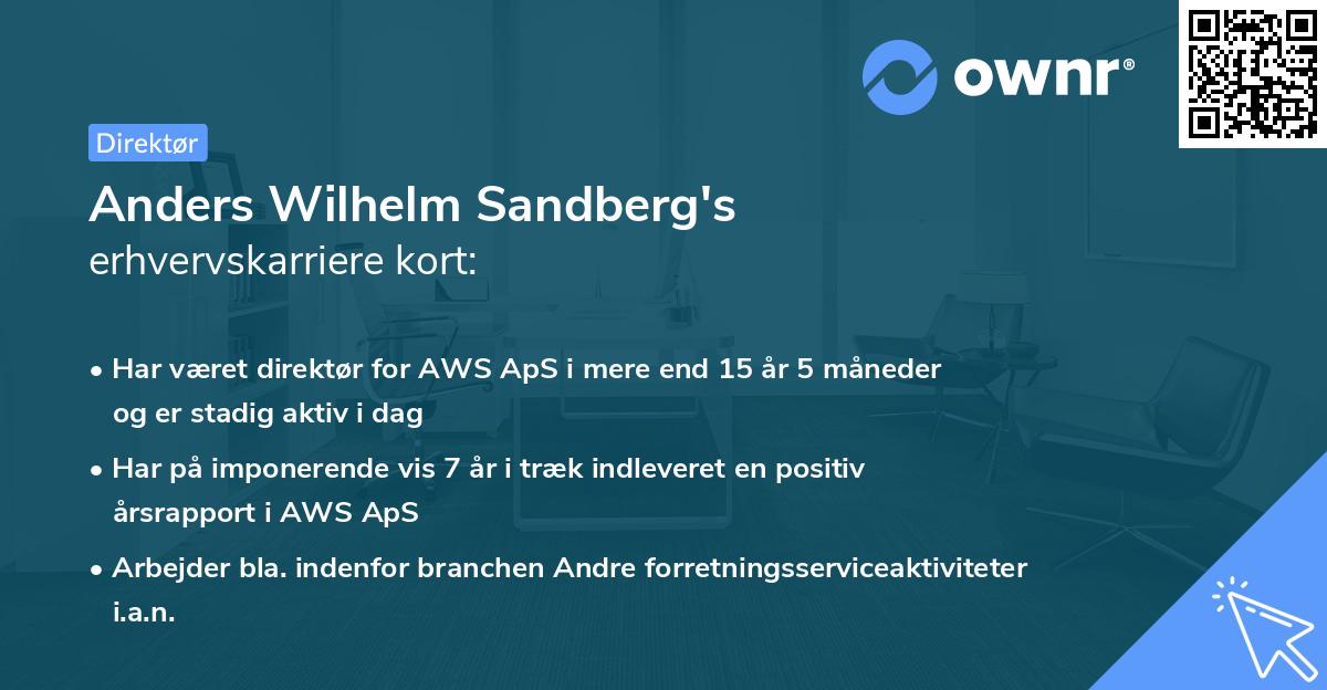 Anders Wilhelm Sandberg's erhvervskarriere kort