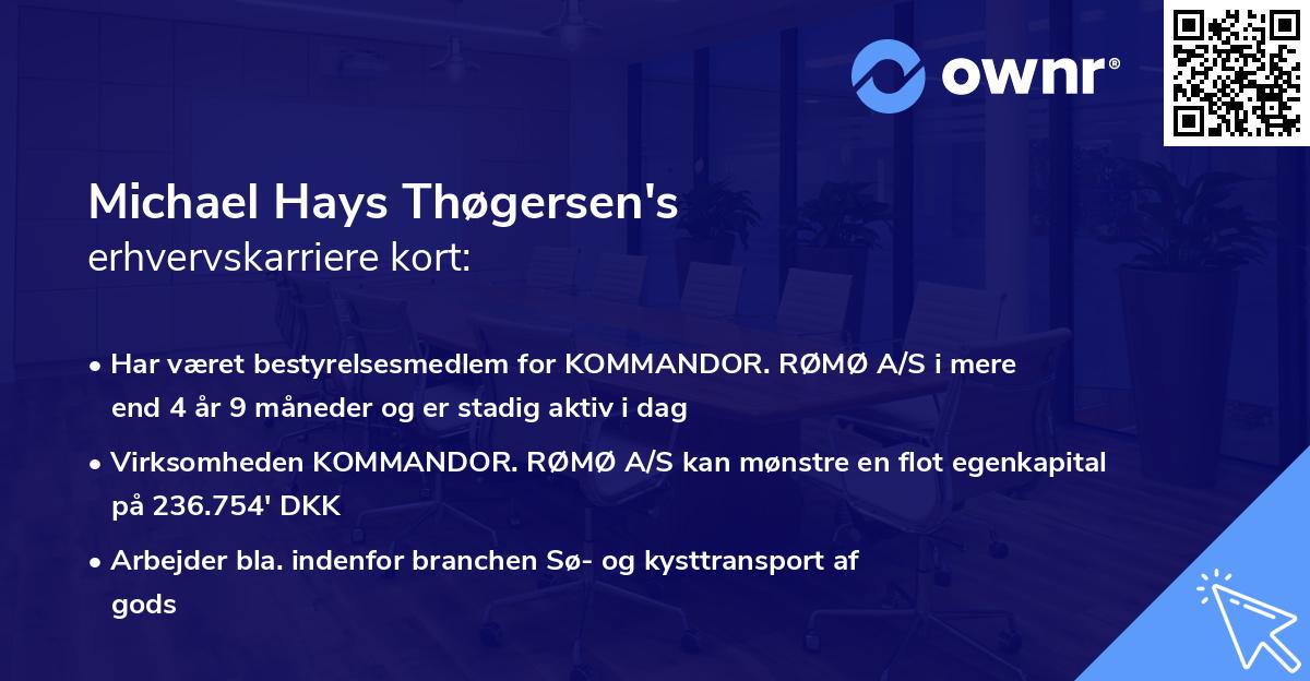 Michael Hays Thøgersen's erhvervskarriere kort