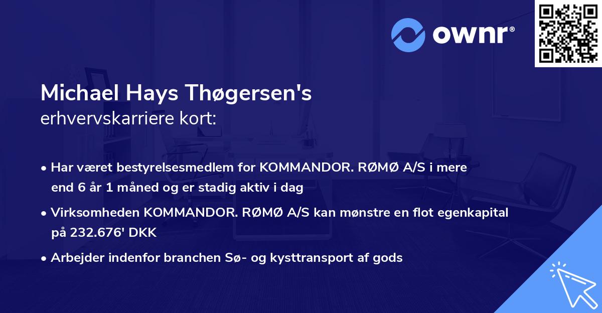 Michael Hays Thøgersen's erhvervskarriere kort