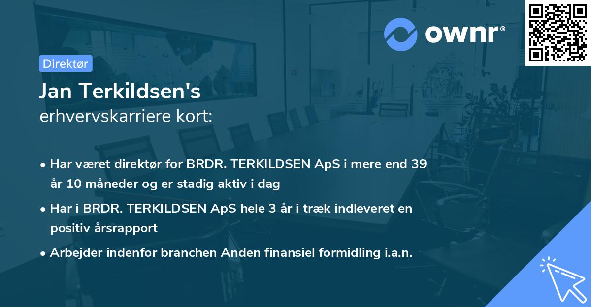 Jan Terkildsen's erhvervskarriere kort