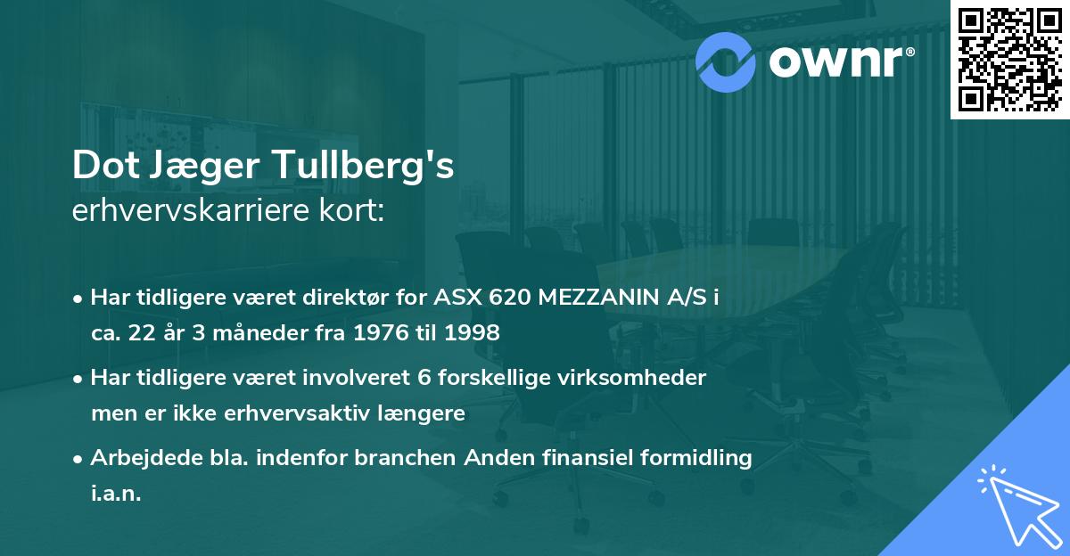 Dot Jæger Tullberg's erhvervskarriere kort
