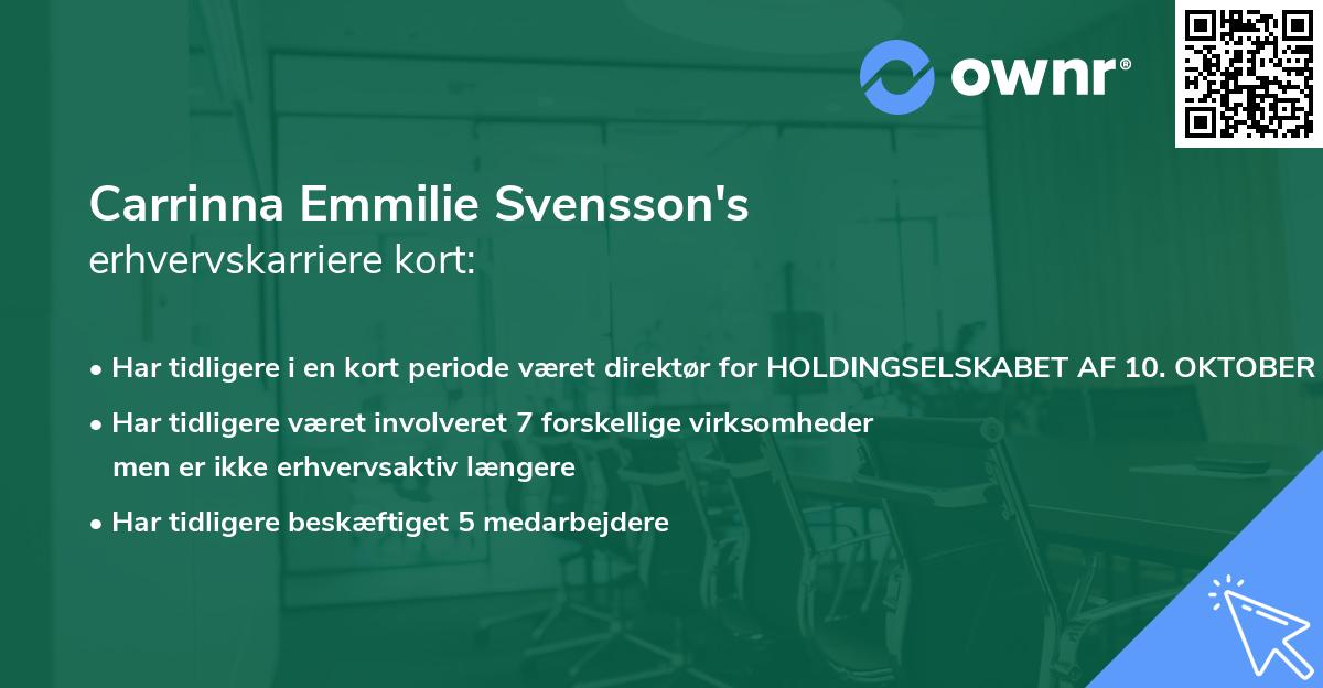 Carrinna Emmilie Svensson's erhvervskarriere kort