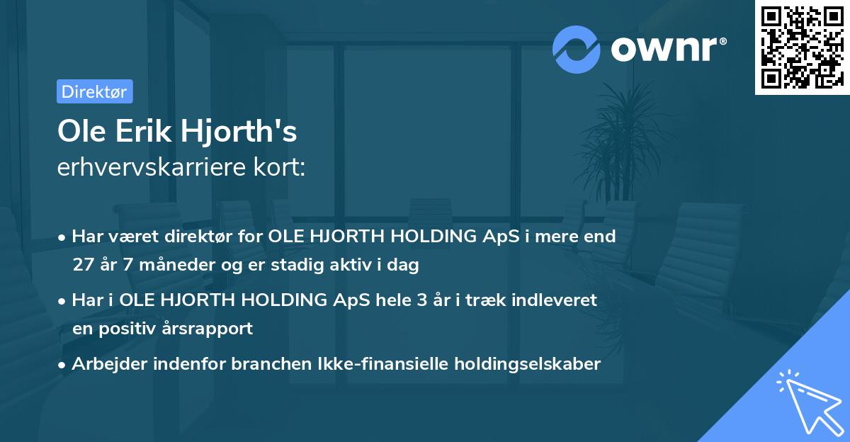 Ole Erik Hjorth's erhvervskarriere kort