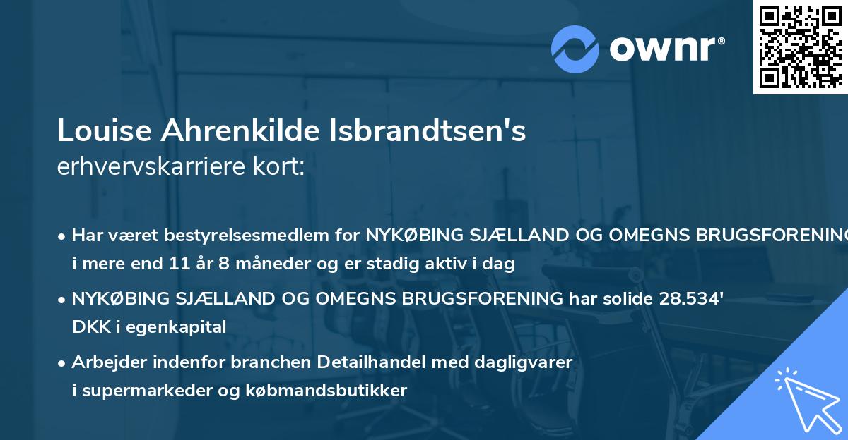 Louise Ahrenkilde Isbrandtsen's erhvervskarriere kort