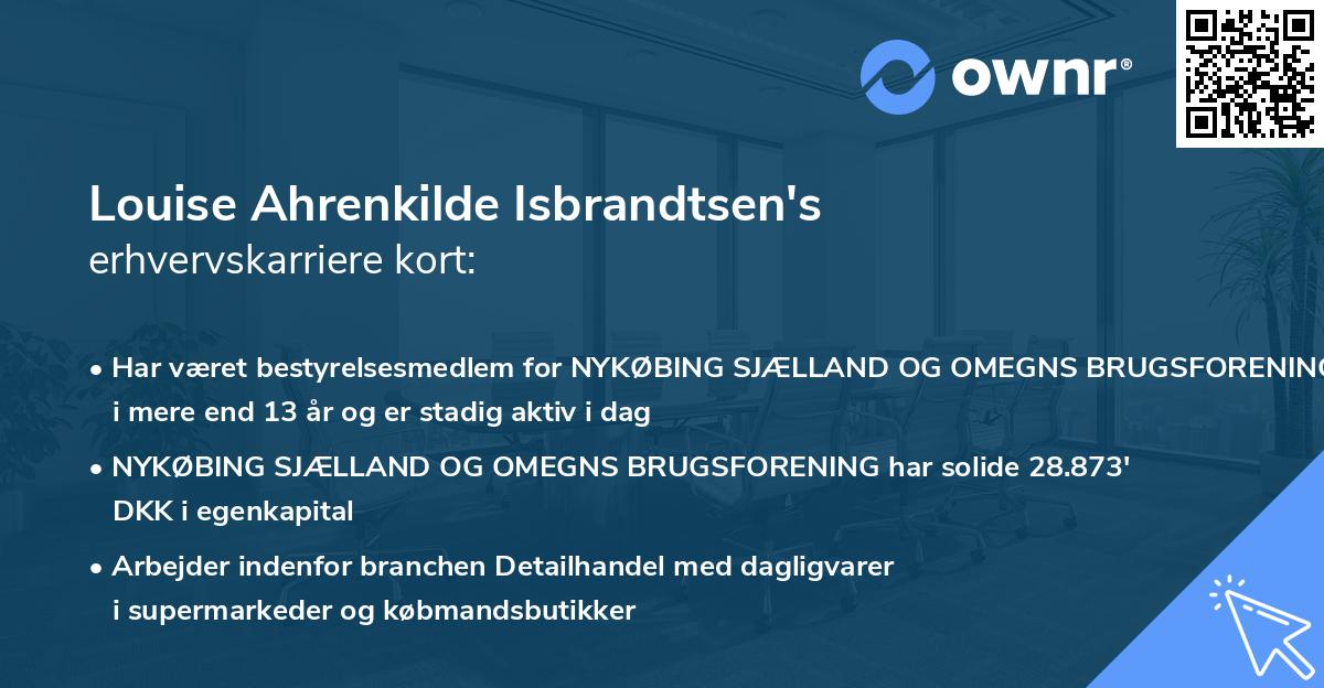 Louise Ahrenkilde Isbrandtsen's erhvervskarriere kort