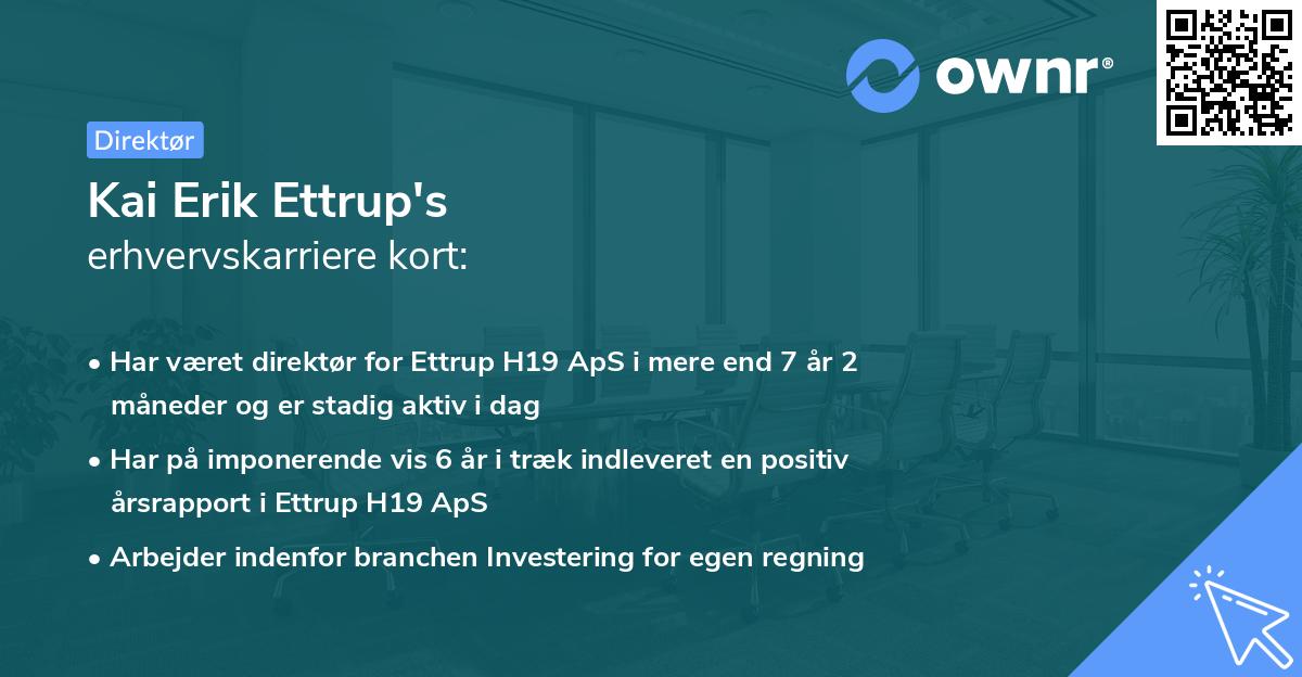 Kai Erik Ettrup's erhvervskarriere kort
