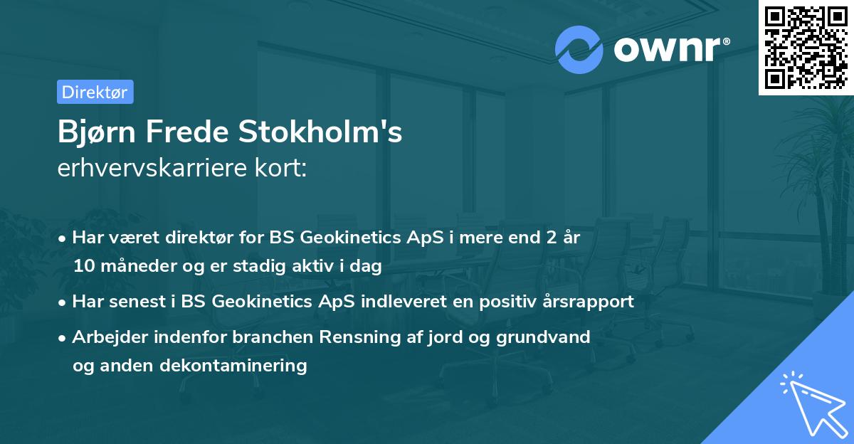 Bjørn Frede Stokholm's erhvervskarriere kort