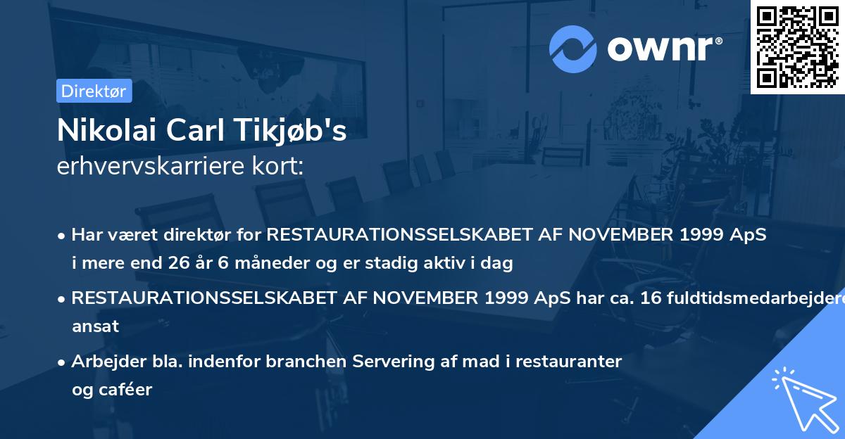 Nikolai Carl Tikjøb's erhvervskarriere kort