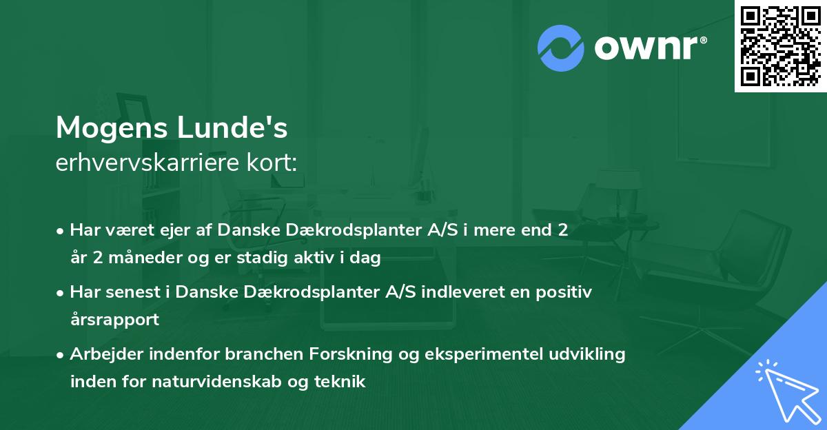 Mogens Lunde's erhvervskarriere kort
