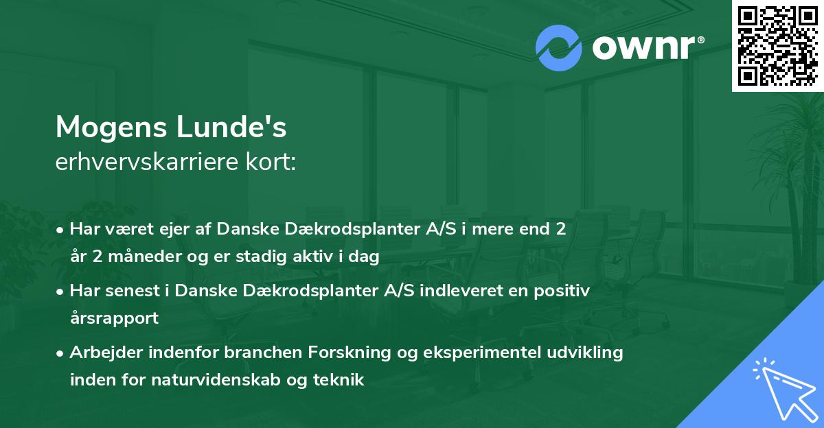 Mogens Lunde's erhvervskarriere kort