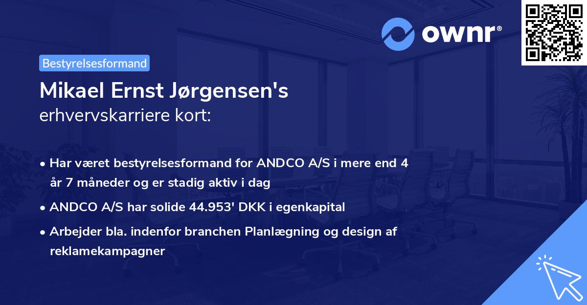 Mikael Ernst Jørgensen's erhvervskarriere kort