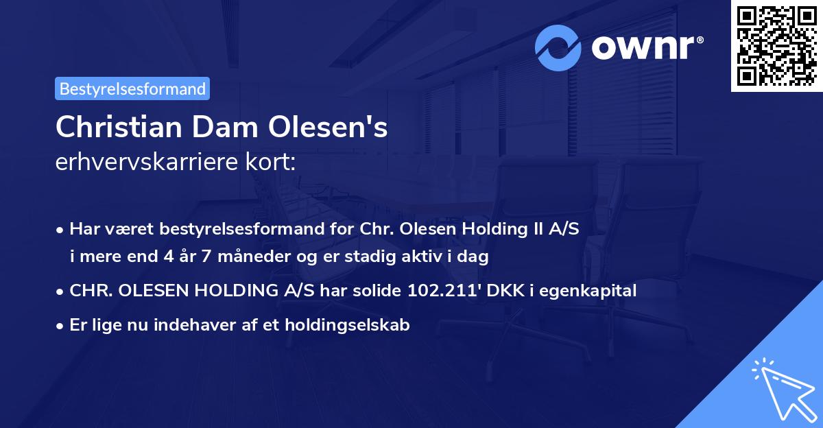 Christian Dam Olesen's erhvervskarriere kort