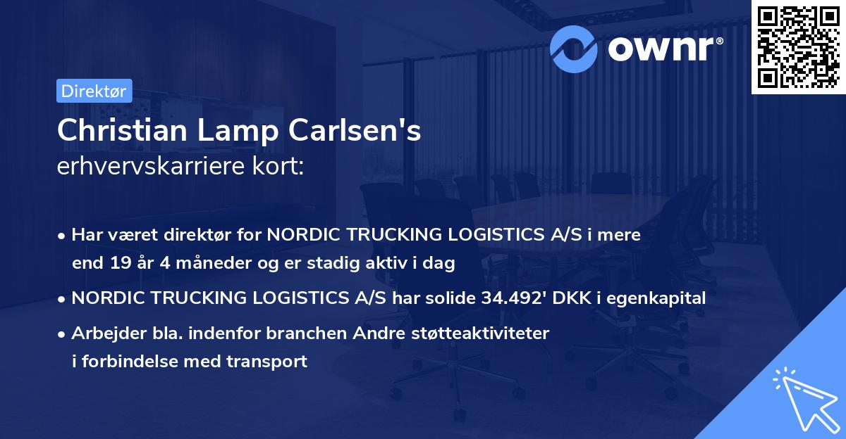 Christian Lamp Carlsen's erhvervskarriere kort