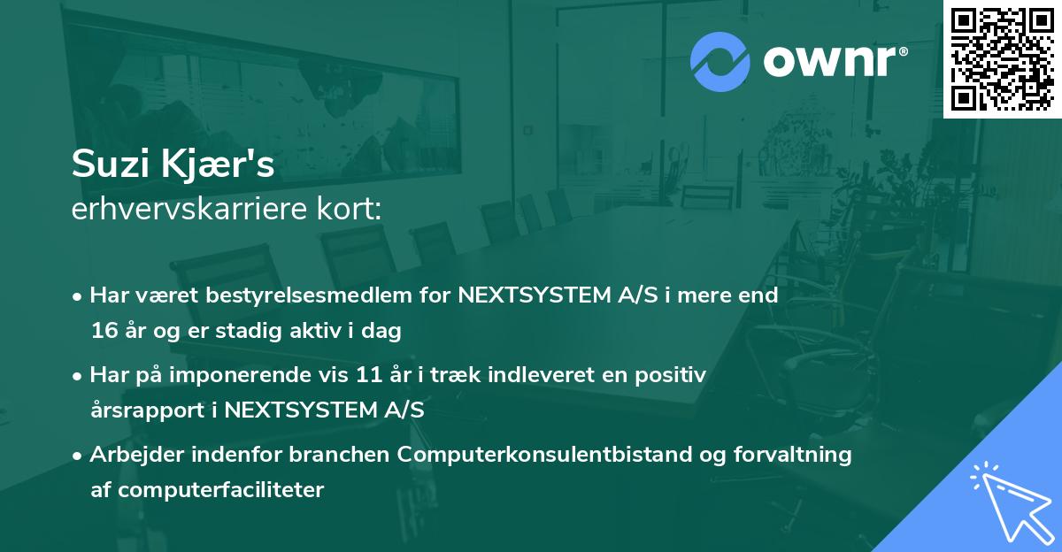 Suzi Kjær's erhvervskarriere kort