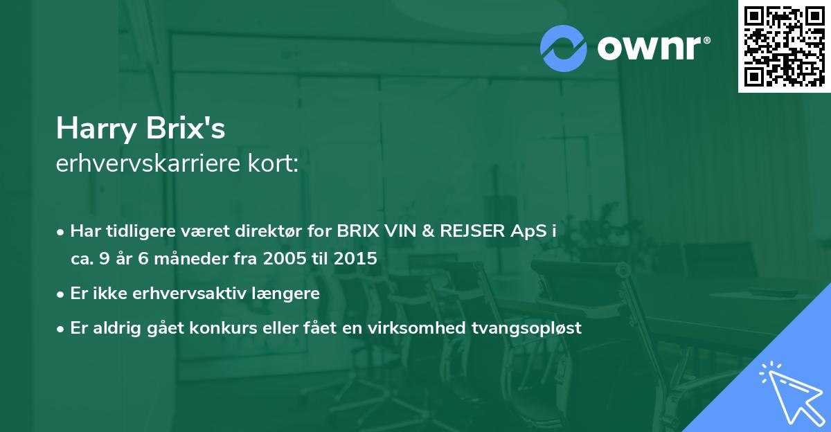 Harry Brix's erhvervskarriere kort
