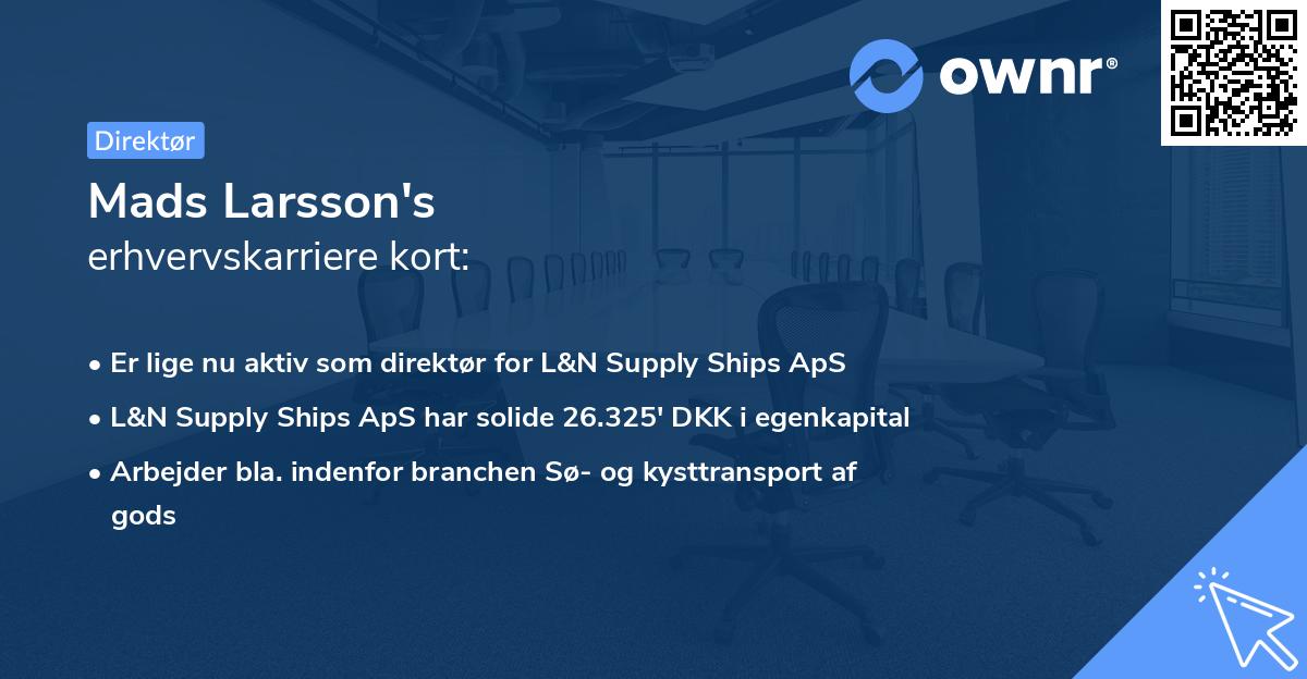 Mads Larsson's erhvervskarriere kort