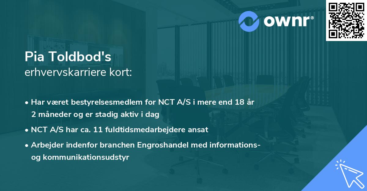 Pia Toldbod's erhvervskarriere kort