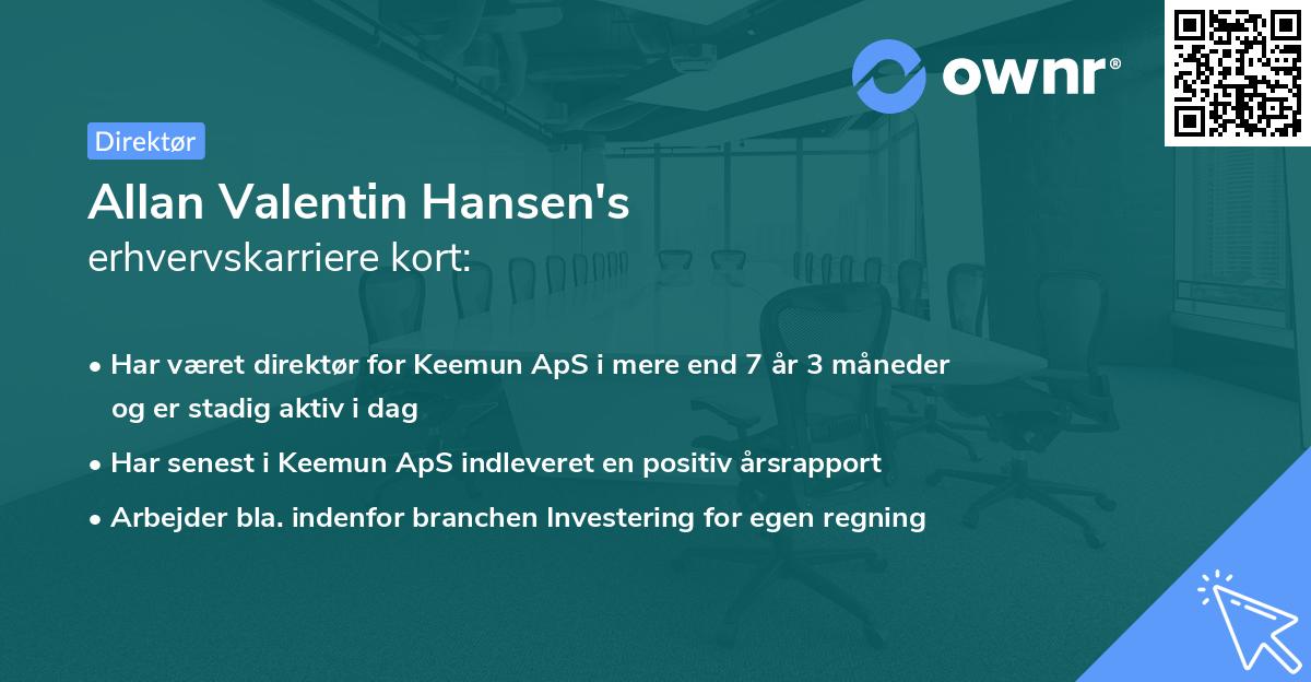 Allan Valentin Hansen's erhvervskarriere kort