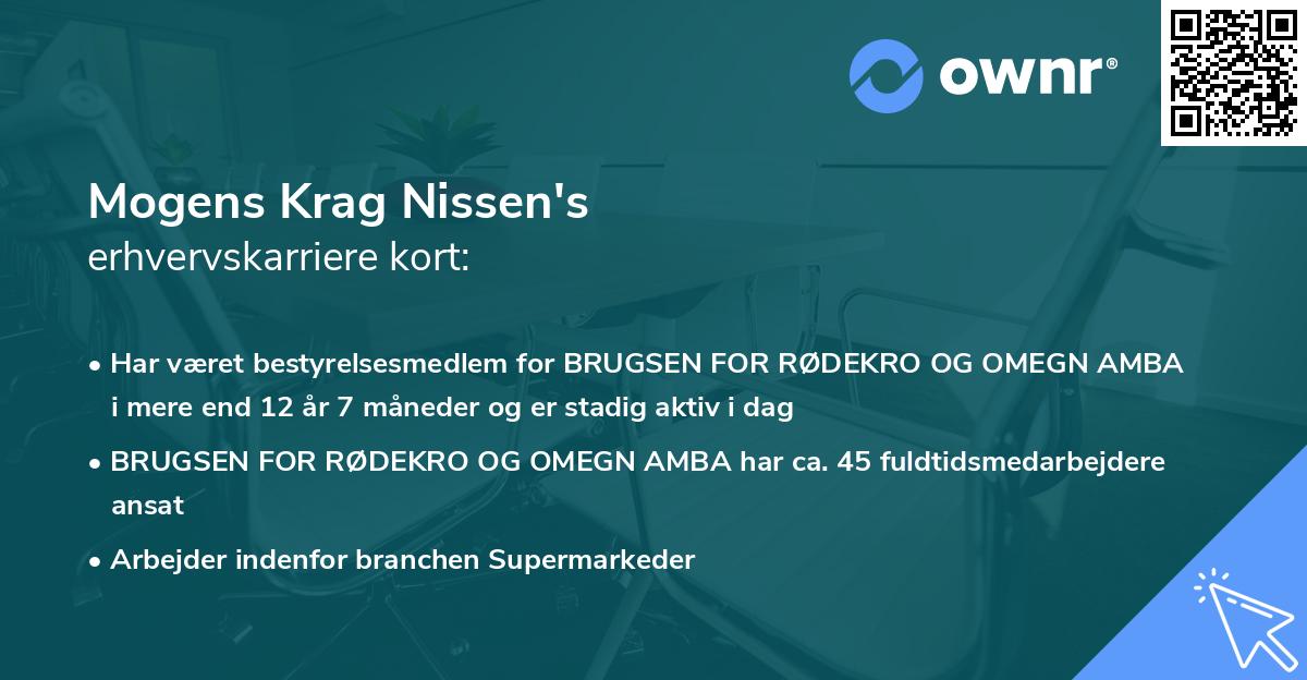 Mogens Krag Nissen's erhvervskarriere kort