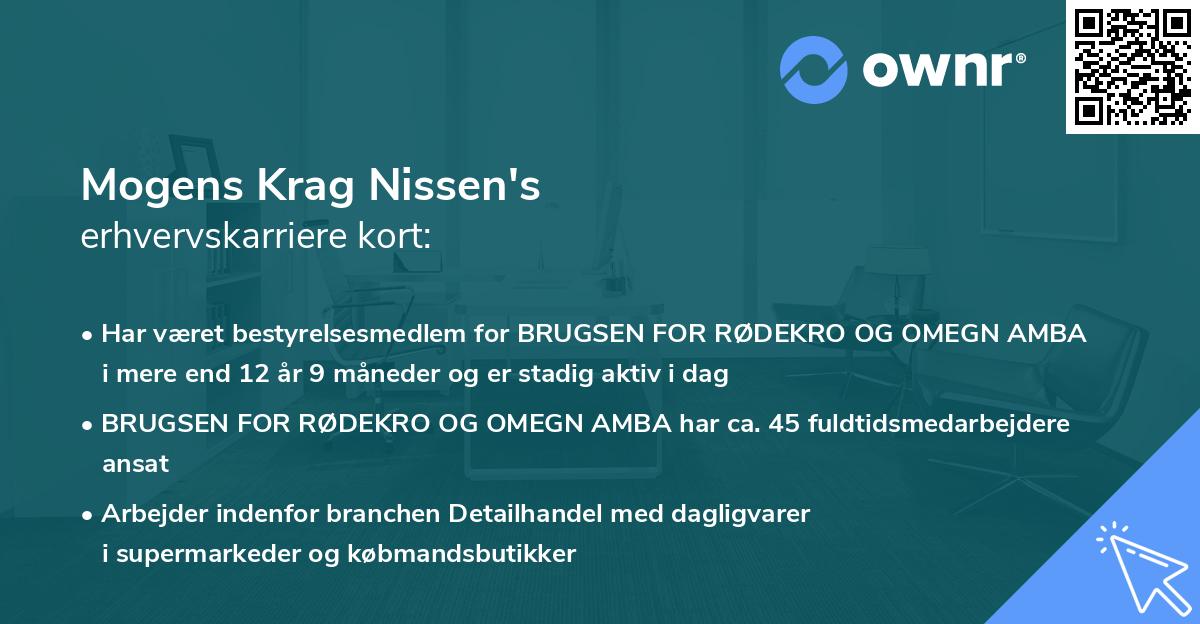 Mogens Krag Nissen's erhvervskarriere kort