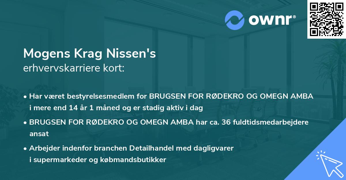 Mogens Krag Nissen's erhvervskarriere kort