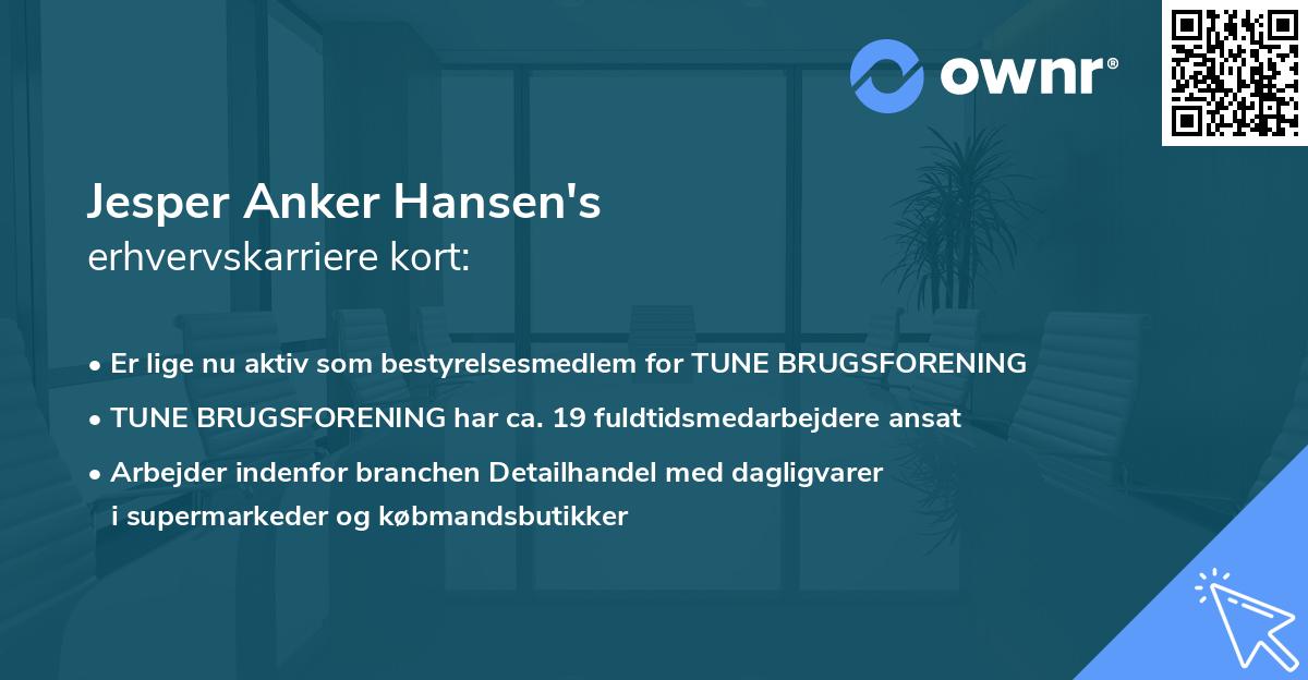 Jesper Anker Hansen's erhvervskarriere kort