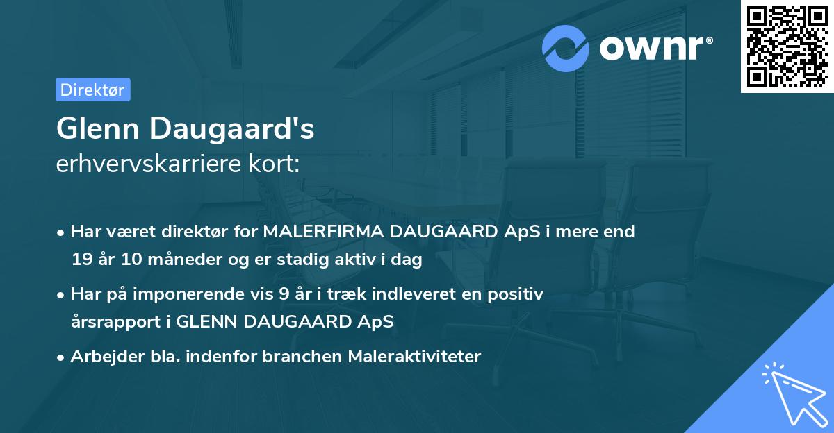 Glenn Daugaard's erhvervskarriere kort