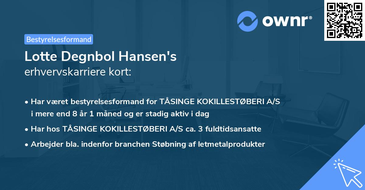 Lotte Degnbol Hansen's erhvervskarriere kort