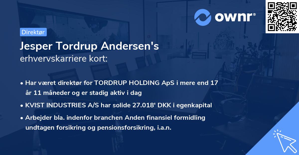 Jesper Tordrup Andersen's erhvervskarriere kort