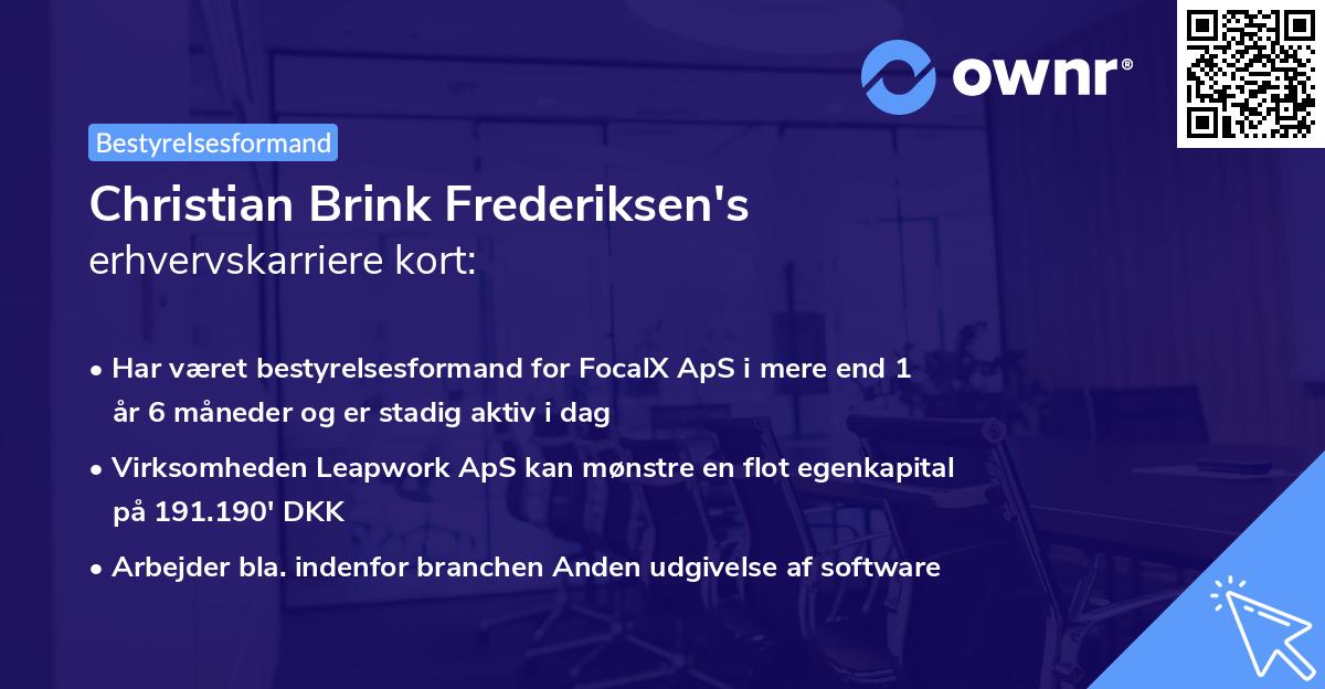 Christian Brink Frederiksen's erhvervskarriere kort