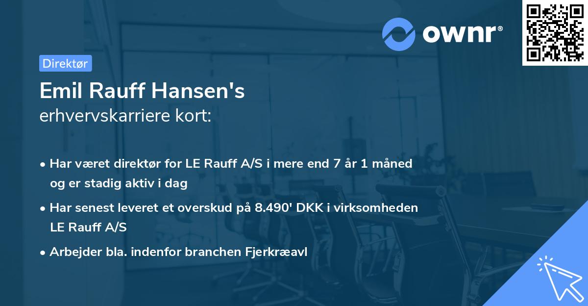 Emil Rauff Hansen's erhvervskarriere kort