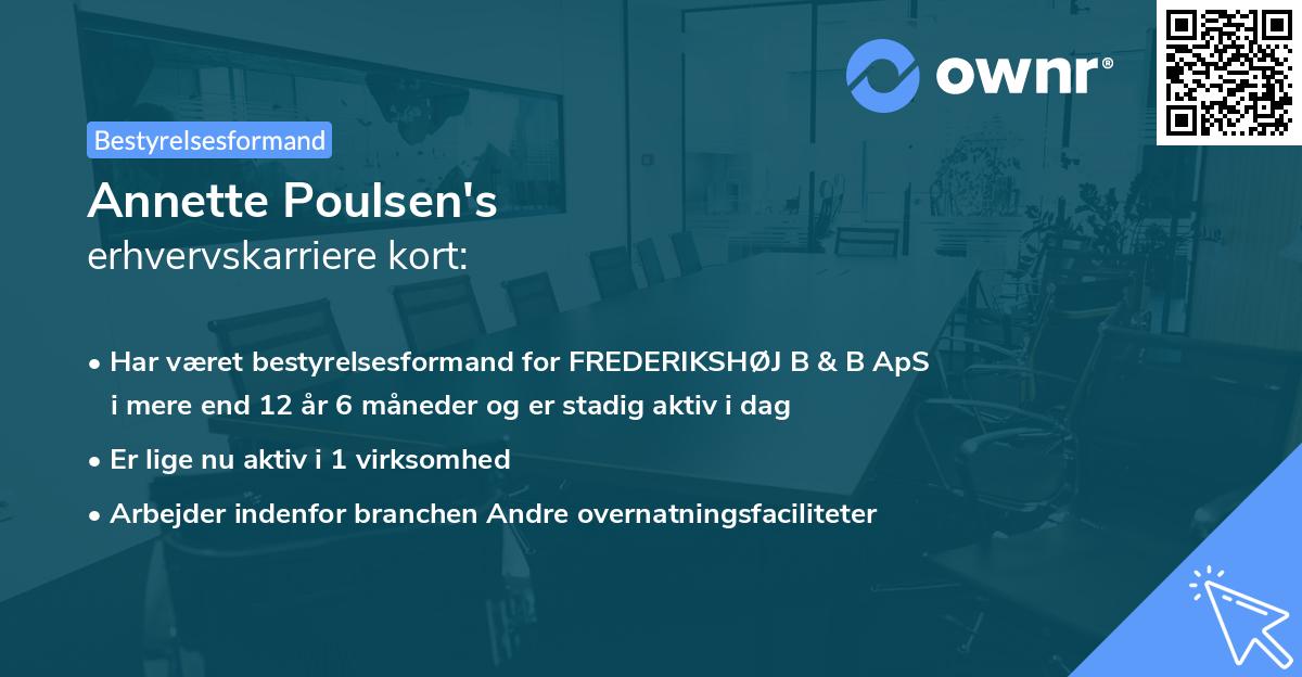 Annette Poulsen's erhvervskarriere kort