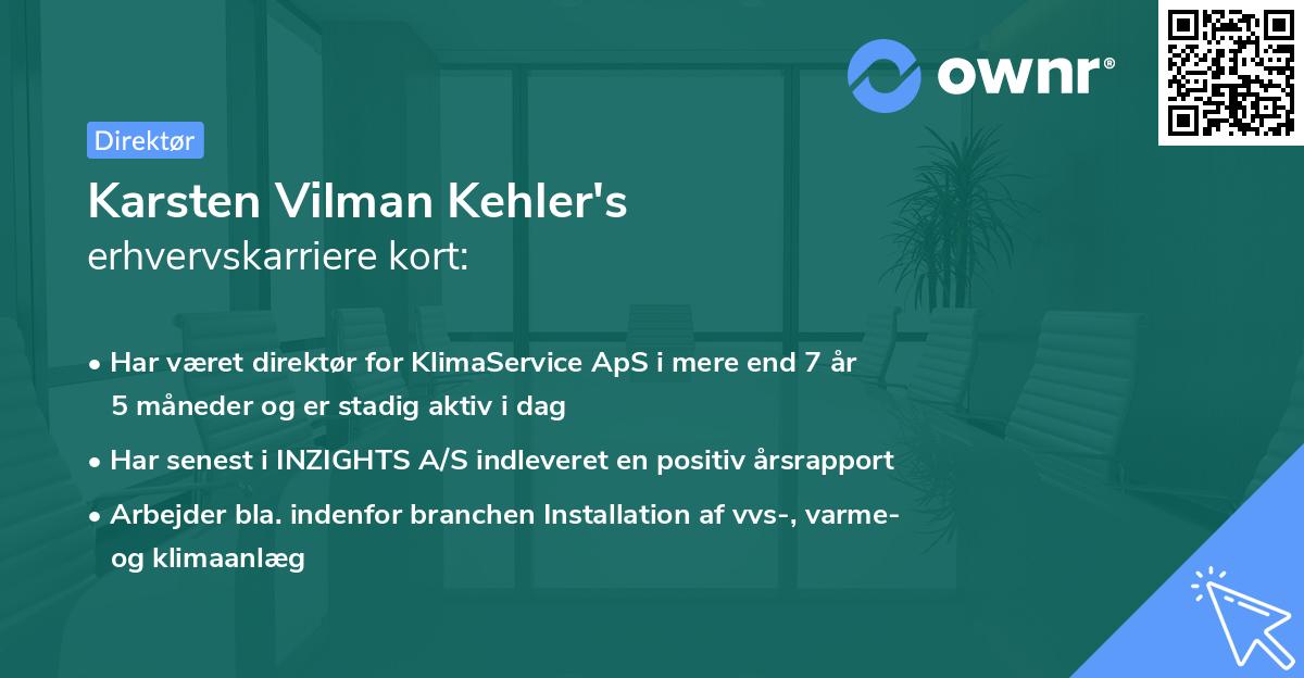 Karsten Vilman Kehler's erhvervskarriere kort
