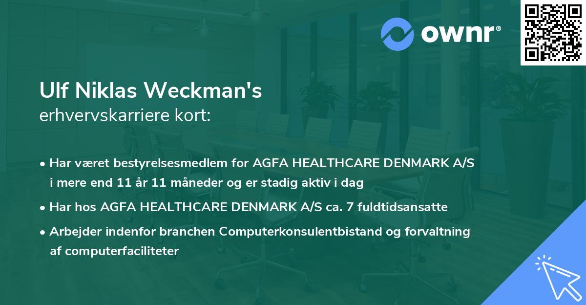 Ulf Niklas Weckman's erhvervskarriere kort