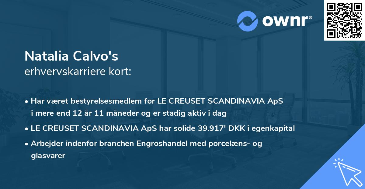 Natalia Calvo's erhvervskarriere kort