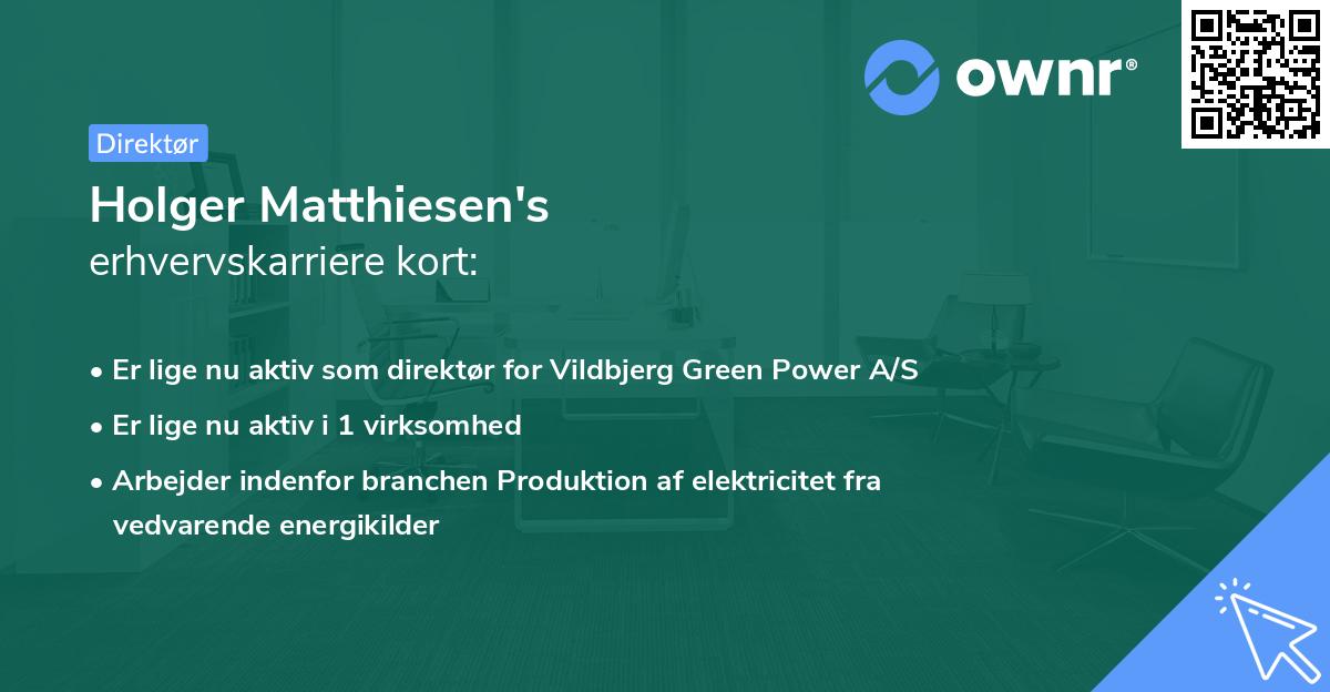 Holger Matthiesen's erhvervskarriere kort