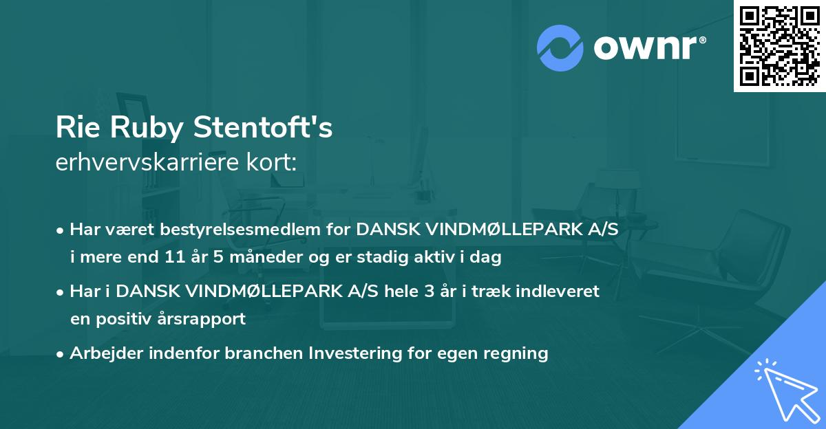 Rie Ruby Stentoft's erhvervskarriere kort