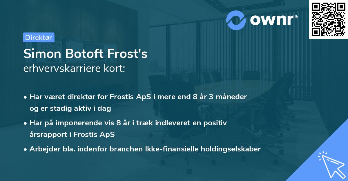Simon Botoft Frost's erhvervskarriere kort