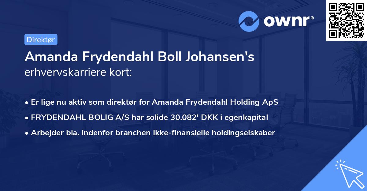 Amanda Frydendahl Boll Johansen's erhvervskarriere kort