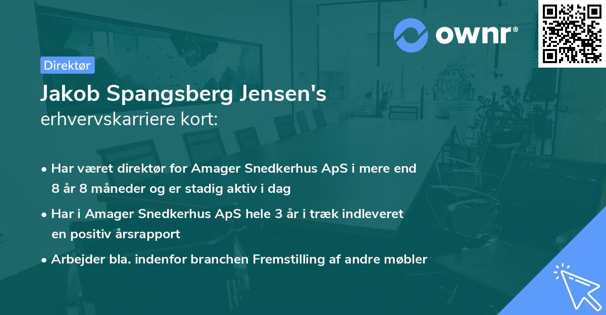 Jakob Spangsberg Jensen's erhvervskarriere kort