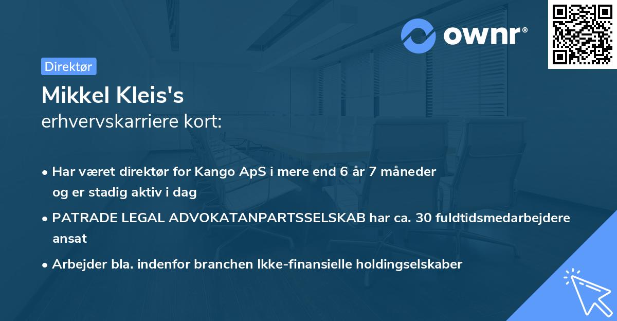 Mikkel Kleis's erhvervskarriere kort