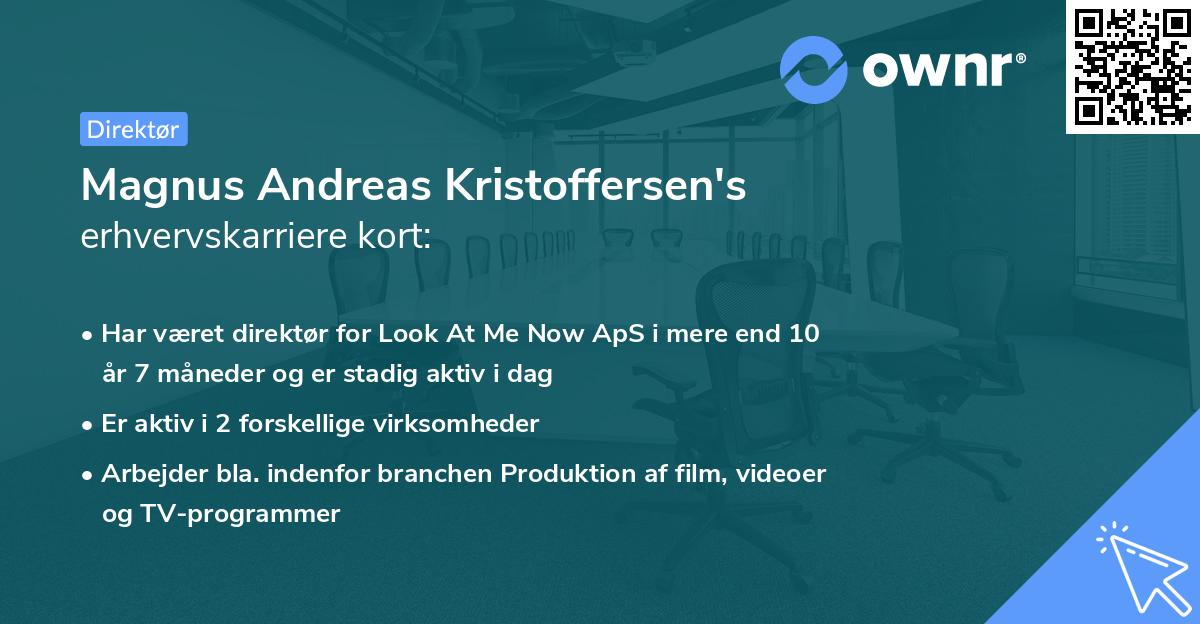 Magnus Andreas Kristoffersen's erhvervskarriere kort