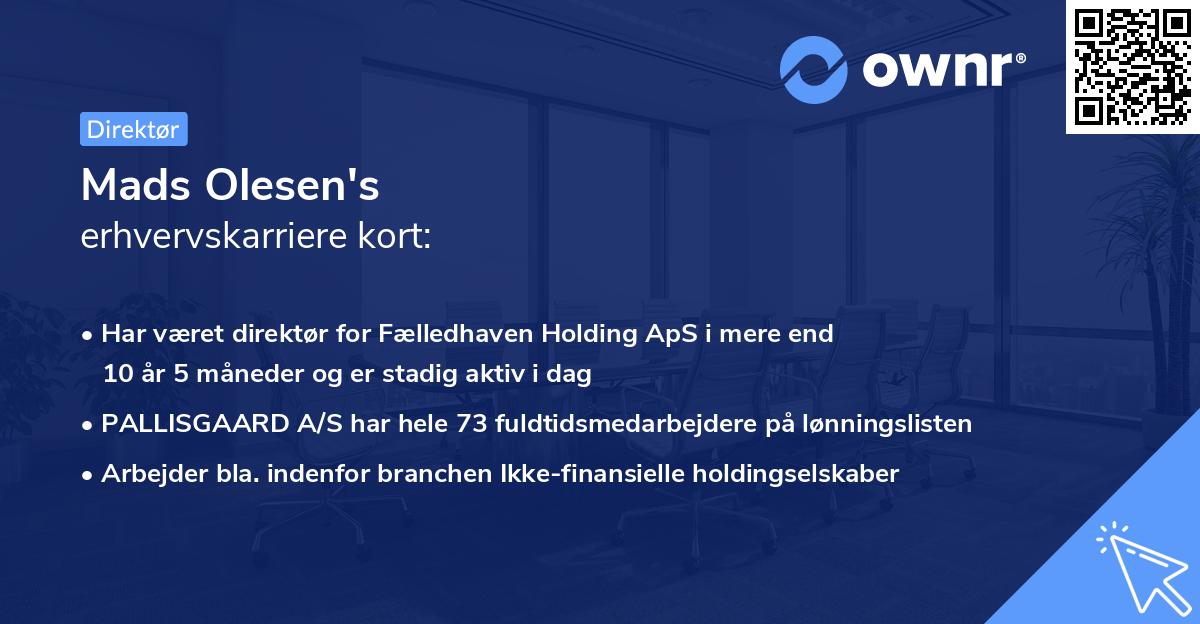 Mads Olesen's erhvervskarriere kort
