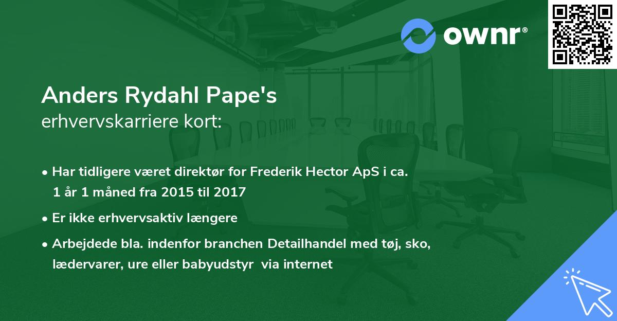 Anders Rydahl Pape's erhvervskarriere kort