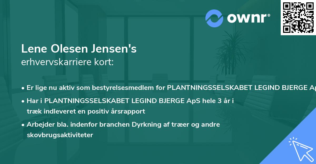 Lene Olesen Jensen's erhvervskarriere kort