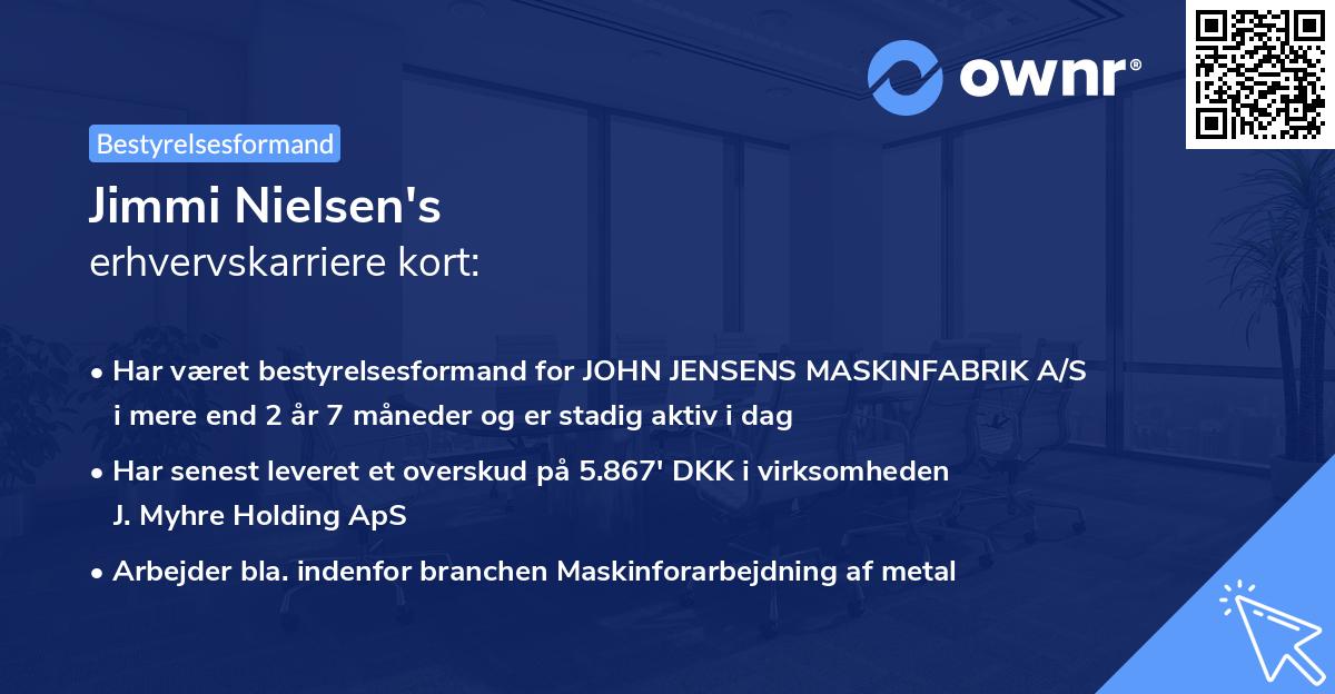Jimmi Nielsen's erhvervskarriere kort