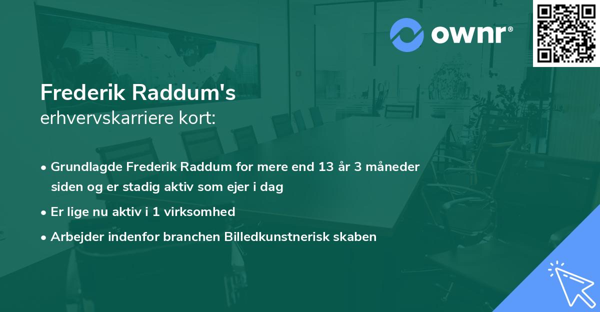 Frederik Raddum's erhvervskarriere kort